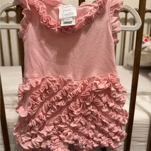 Lemon loves Layette Pink Ruffled Baby Bubble Romper